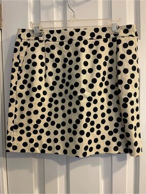 J. Crew Cream Mini Skirt with Black Polka Dots